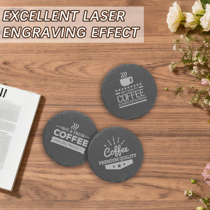 72 PCS Black Natural Slate Coasters Bulk Set 4 Inch Laser Engraving Blanks with Anti Scratch Bottoms for Home, Office, Bar, Gifts Round Coasters