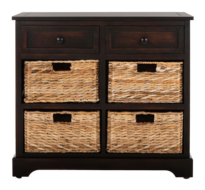 SAFAVIEH Furniture - Herman 2-Drawer Storage Unit - Brown - Solid Wood - Classic Storage Design - Ideal for Living Room, Entryway, Home Office, 29" W x 13" D x 27.5" H - Fully Assembled (AMH5702F)