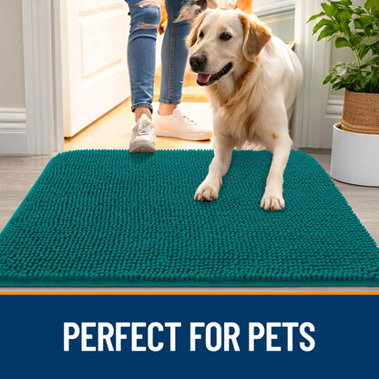 OLANLY Dog Door Mat - Absorbent Non-Slip Mud Mat for Indoor Use | 70x24 Inches, Lake Blue