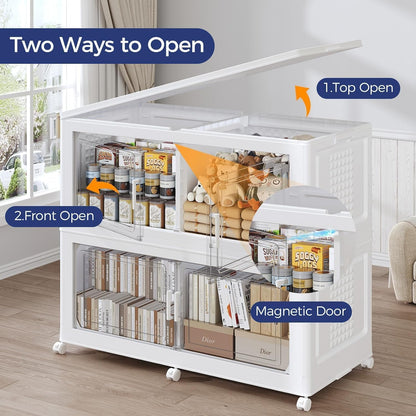 ARXYNEL 250GAL Extra Large Storage Bins with Lid & Dividers, 1000Qt Stackable Closet Organizers with Drawers, Collapsible Storage Bins with Wheels, Folding Container for Home Kitchen, 5Pack White