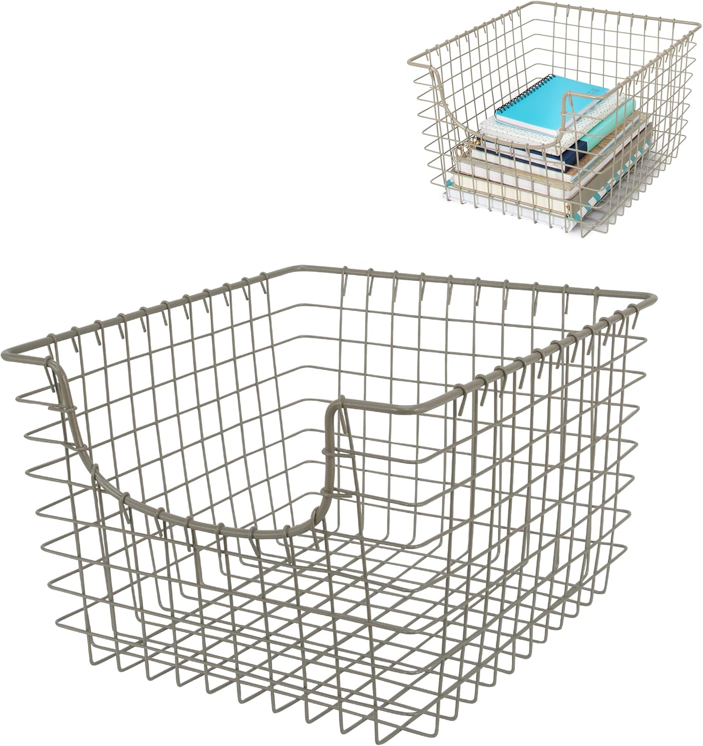 Spectrum Diversified Scoop Wire Basket, Vintage-Inspired Steel Storage for Kitchen, Pantry, Bathroom