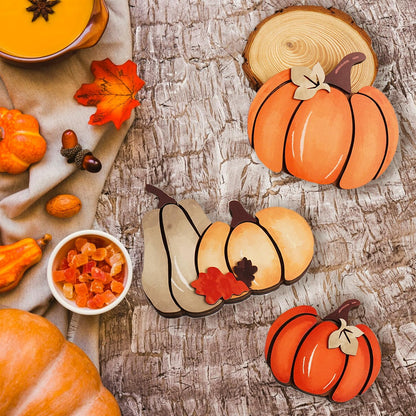 3PCS Wooden Pumpkin Fall Decor- Double Side Fall Pumpkin Decorations for Home Thanksgiving Table Centerpieces for Home, Office, Mantel and Shelf Autumn Decorations (D3)