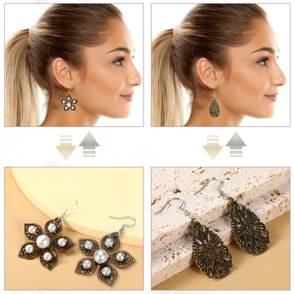 Luinabio 120 Pieces Filigree Connectors Charms Pendants Decoration Tibetan Metal Filigree Findings Embellishments for DIY Hairpin Necklace Earring Jewelry Making(Bronze,Novel Style)
