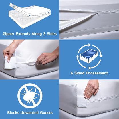 28x52x6) Crib Mattress Protector Waterproof - Zippered Encasement Cover for Baby, Toddler (Crib Size - White