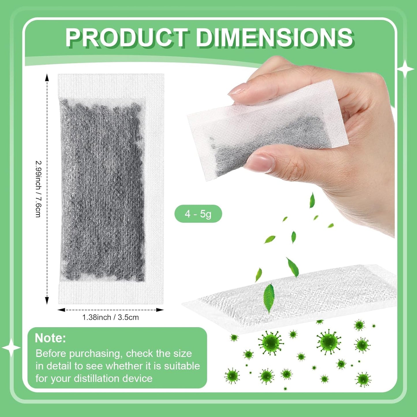 24 Packs Activated Charcoal Distiller Filters - Coconut Shell Activated Carbon Filter Sachets for Countertop Models