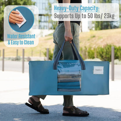 VENO 2 Pack Moving Bags, Heavy-Duty Storage Totes, Extra Large Durable Laundry Bags for Clothes (Light Blue Matte)