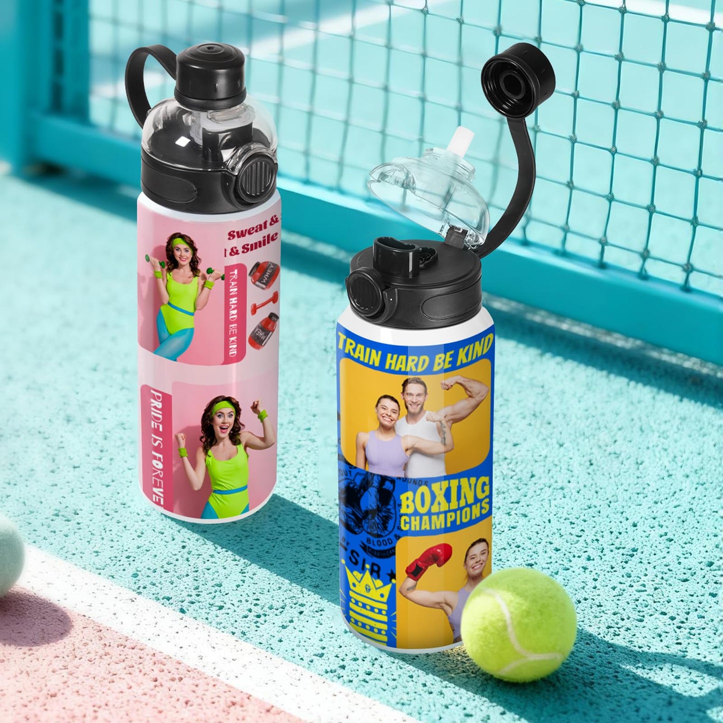 PYD Life 8 Pack Sublimation Sports Water Bottle Blanks 24 OZ 720 ML White Tumblers Cups Vacuum Flask Jug with Straw Spout Pop Lid and Silicone Handle for Sublimation Printing