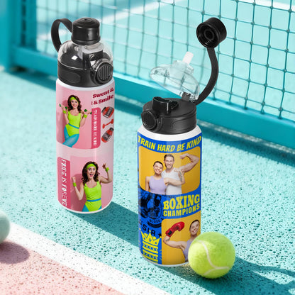 PYD Life 8 Pack Sublimation Sports Water Bottle Blanks 24 OZ 720 ML White Tumblers Cups Vacuum Flask Jug with Straw Spout Pop Lid and Silicone Handle for Sublimation Printing