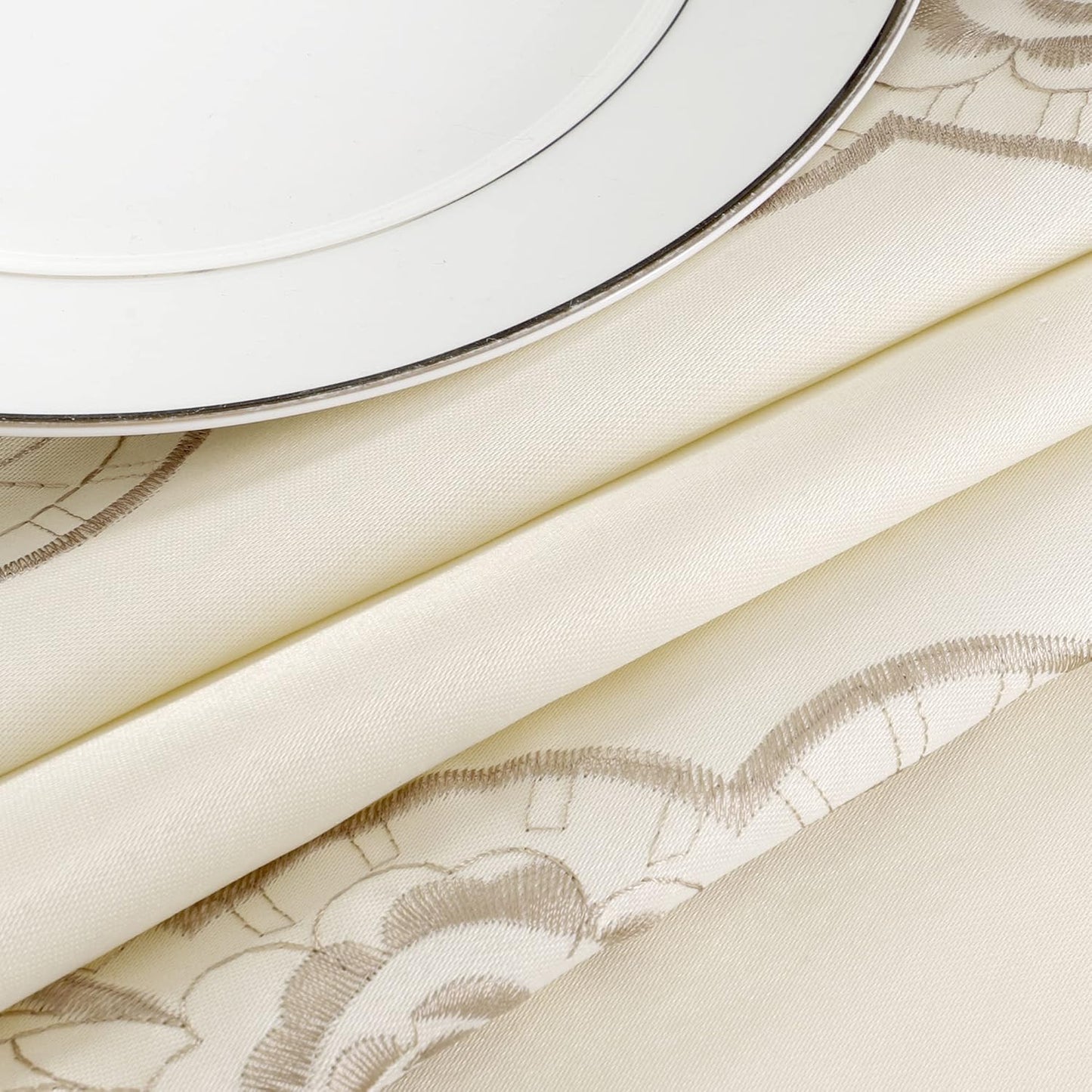 uxcell Round Tablecloth - Flower Embroidered Round Table Cover for Holiday Party, 48" Dia., Waterproof