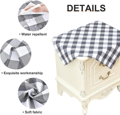2 Pack 24x24 Inch Wolkemer Small Square Tablecloth Farmhouse Checkered Grey and White Gingham Nightstand Table Cloth