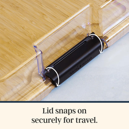 Totally Bamboo Flip, Serve & Store Charcuterie Board with Lid – Reversible Cutting Board & Serving Tray with Compartments, Juice Groove Side, Locking Travel Cover, 15.5 x 11.5 Inches