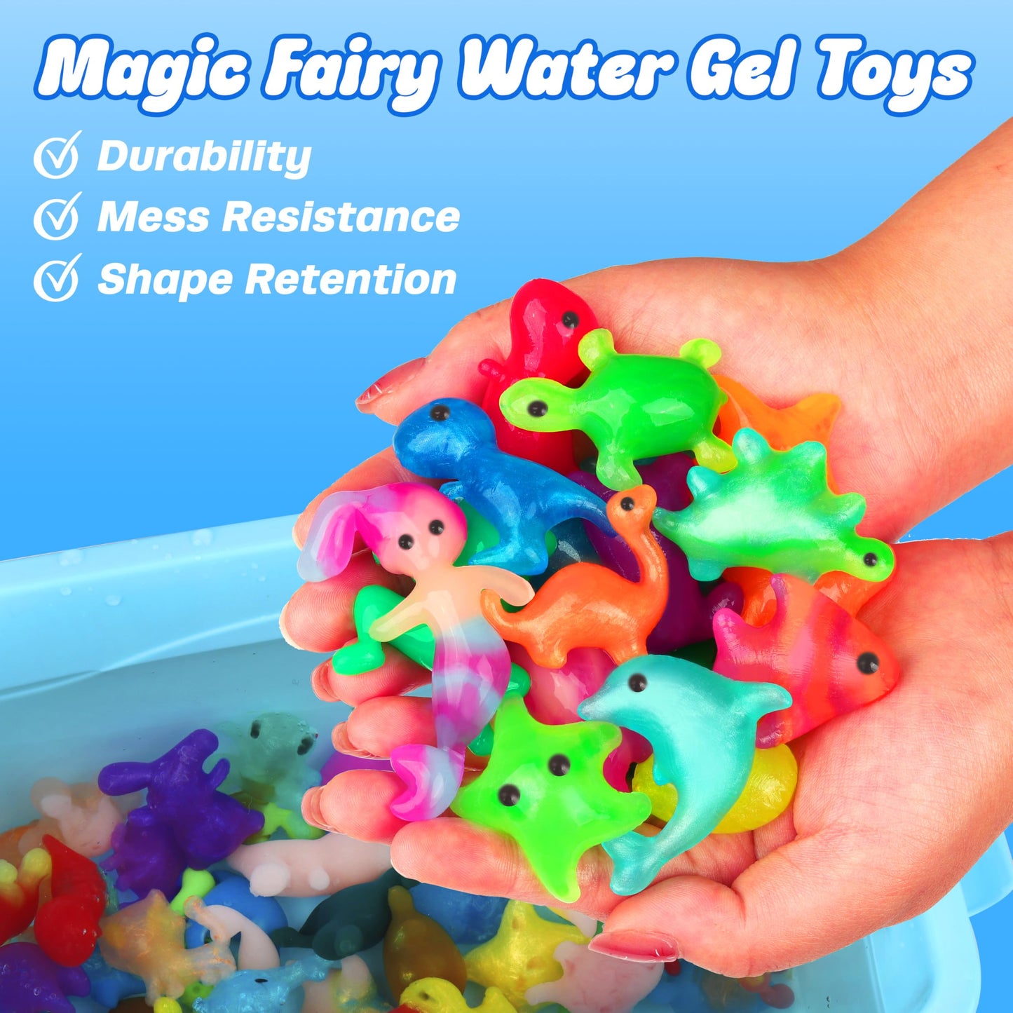 Mocoosy 20 Colors Magic Water Gel Kit for Kids, Aqua Fairy Water Elf Toy Kit with Aqua Gels & Squishy Molds, Make Your Own Squishies, DIY Squishy Maker Set Water Pets Crafts Boys Girls Birthday Gifts