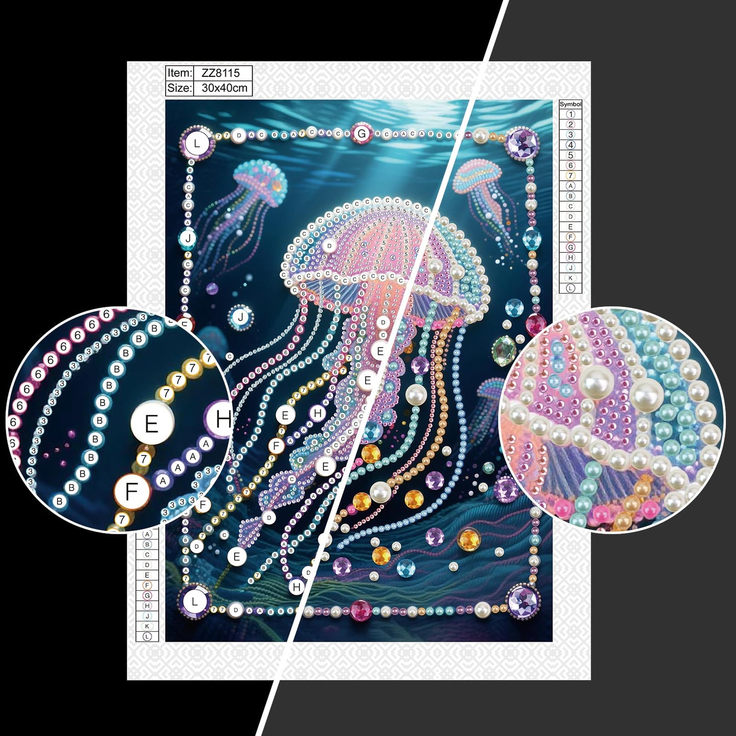 Stalente Pearl Diamond Painting Kits for Adults Glowing Jellyfish, 5D Special Shape Diamond Art Kits for Beginners, Crystal Rhinestones Diamond Painting for Home Wall Decoration Gift 12×16inch
