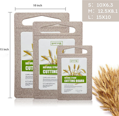 Cutting Board for Kitchen, Wheat Straw Fiber, Dishwasher Safe, Juice Grooves for Meat, Veggies, Easy Grip Handle,