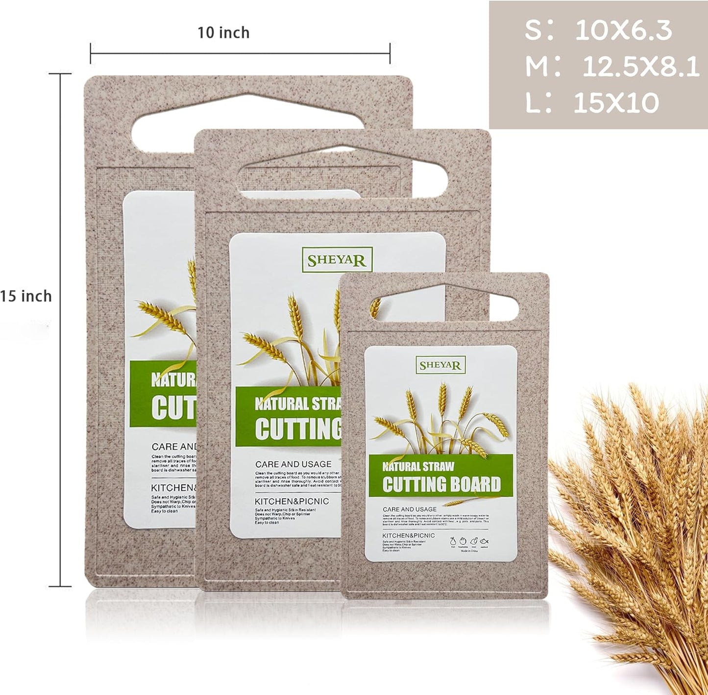 2PCS Wheat Straw Fiber Cutting Board Set for Kitchen, Eco-friendly, Non-slip, Dishwasher Safe (S+M)