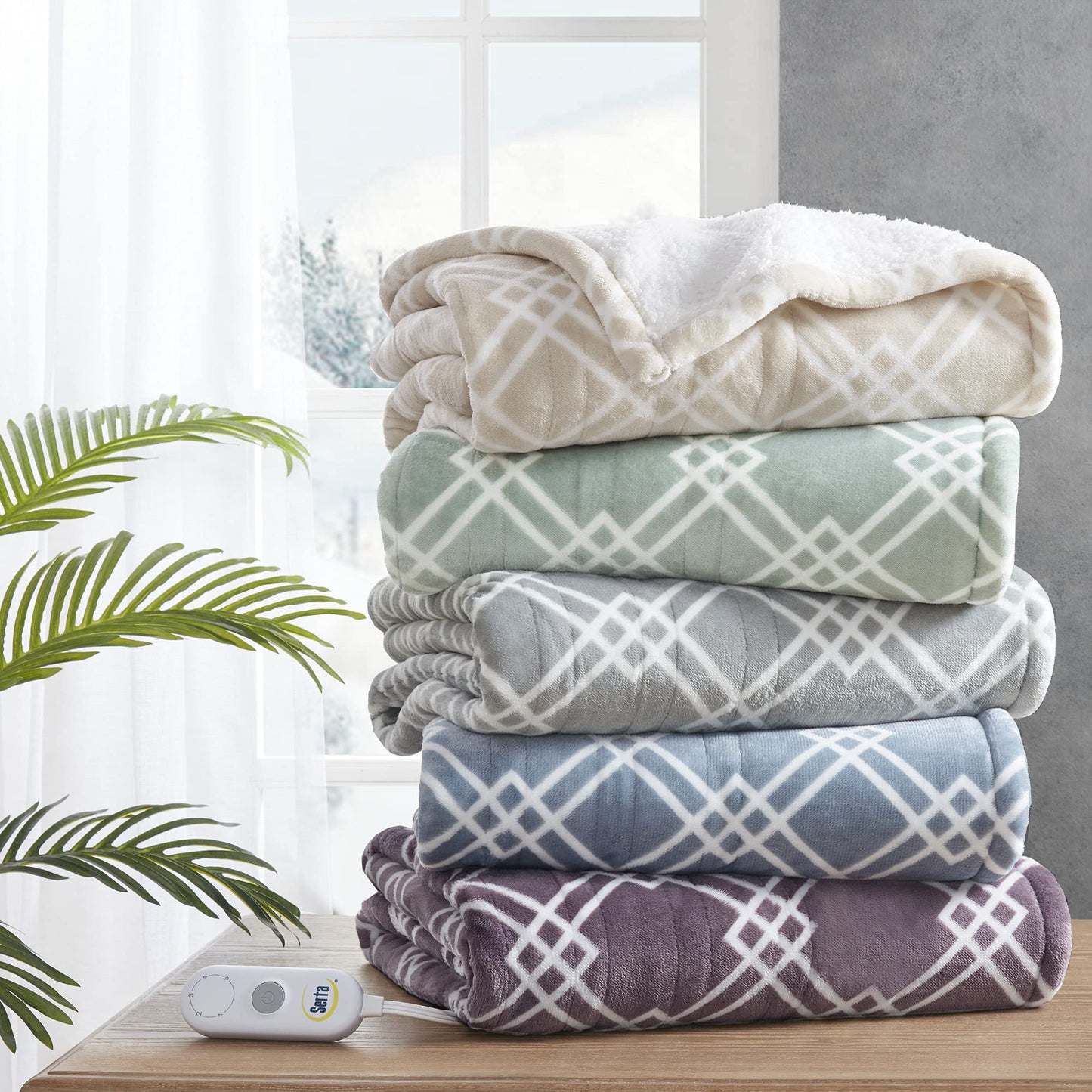 Serta Heated Blanket - Reversible Fleece to Sherpa Electric Blanket, Fast Heating, Auto Shut Off Timer, Multi Heat Setting, ETL Certified, Machine Washable, Grey Full 84"x 77"