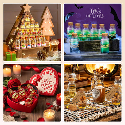 OurWarm 48PCS 25ml Clear Glass Bottles with Cork Stoppers, Mini Small Vials for Wedding Favors, DIY Crafts, Baby Shower