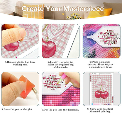Axquilon 3 Pack Pink Bows Diamond Art Kits for Adults, Diamond Painting Kits for Adults Beginner, DIY 5D Full Drill Gem Art for Home Wall Decor 12x16 inch