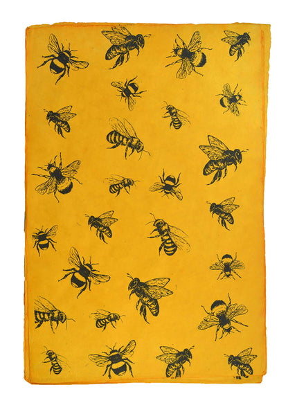 Kathmandu Valley Co. Sustainable Wrapping Paper Handmade from Tree-Free Lokta Paper. Reusable Gift Wrap 10 Sheets 20x30 inches. Made in Nepal. (Busy Bee)
