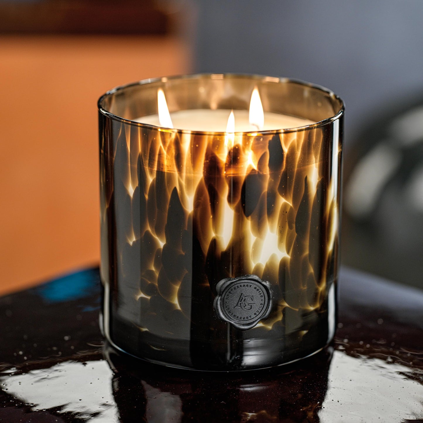 Apothecary Guild Scented Opal Glass Jar Candle- Black Fig Vetiver - 50 oz/3-Wick