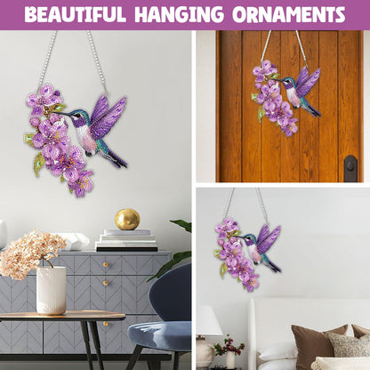 NAIMOER DIY Hanging Diamond Art Kits for Adults, Hummingbird Diamond Painting Kits, Special Shaped Rhinestone, Acrylic 5D Gem Art Craft Window Pendants Home Garden Wall Hanging Ornament Kits