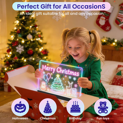 16 Inch LED Drawing Board for Kids - Light Up Doodle Board with 7 Colors Glow Effect, Dry Erase Drawing Tablet with Stand & Tracing Book, Birthday Gifts for Girls Boys Ages 4-12
