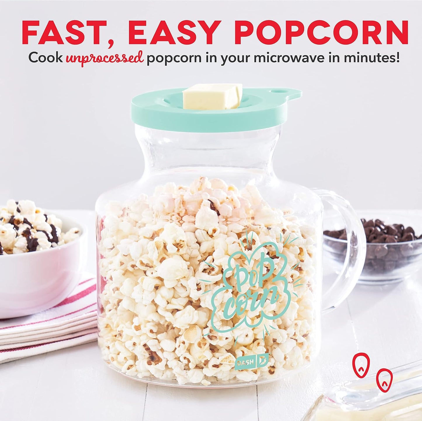 Dash Microwave Popcorn Popper for Fresh Movie Theater Style Popcorn at Home - Aqua
