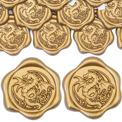 SWANGSA 50 Pcs Celtic Dragon Wax Seal Stickers, Antique Gold Self Adhesive Envelope Seal Stickers for Wedding Invitation, Greeting Cards, Gift Wrapping
