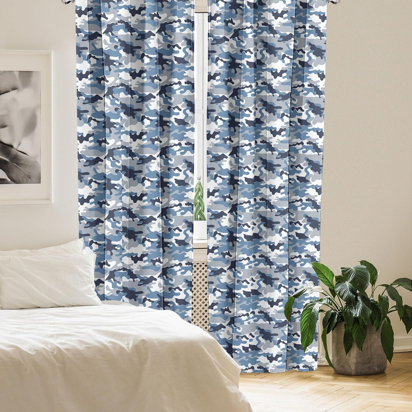 Ambesonne Camouflage Window Curtains, Abstract Soft Colors Pattern Surreal Shapes Design Art, 2-Panel Set - 28" x 63",