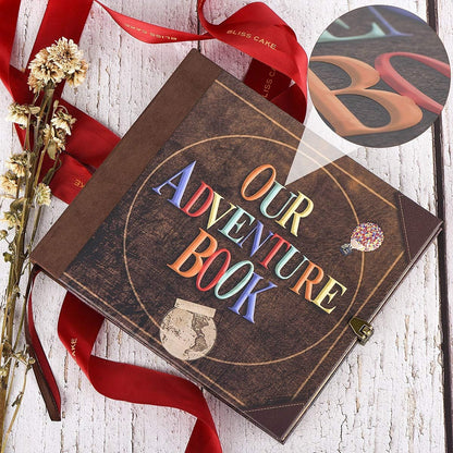 Our Adventure Book 146-Page DIY Handmade Scrapbook, Embossed Leather Cover - Ideal for Memories, Anniversary, Wedding, and Best Friend Gift - Inspired by the 'Up' Saga(Ball - Our Adventure Book)
