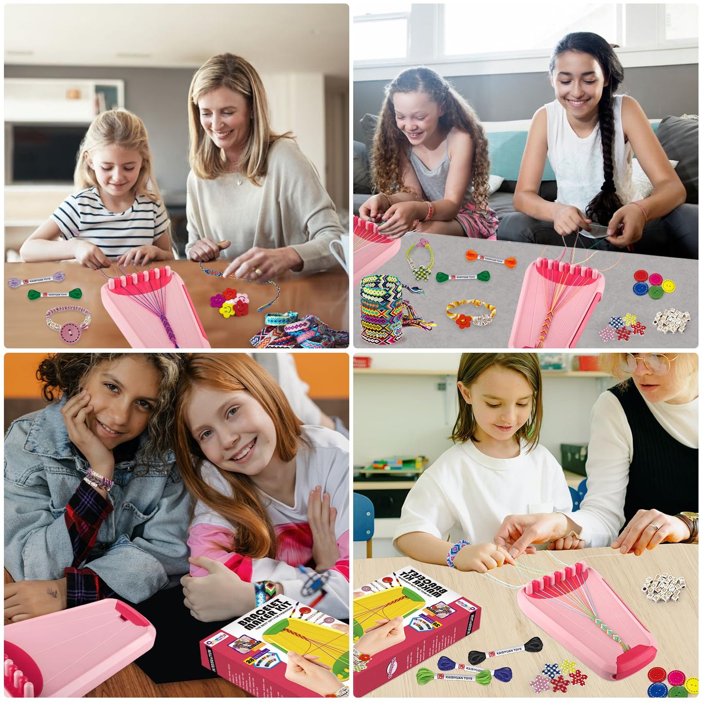 Friendship Bracelet Making Kit for Girls Ages 8-12, Kids Jewelry Making Kit with 28 Pre-Cut Threads and Letter Beads, Arts and Crafts for Kids, Birthday Easter Gifts for 6 7 8 9 10 11 12 Year Old
