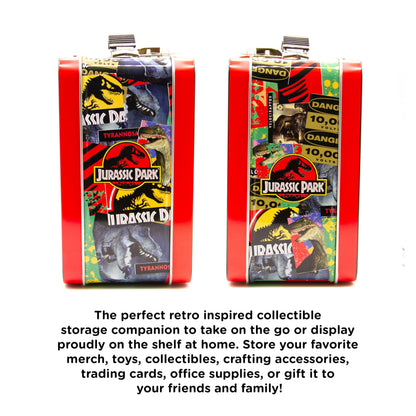 AQUARIUS Jurassic Park Fun Box - Sturdy Tin Storage Box with Plastic Handle & Embossed Front Cover - Officially Licensed Jurassic Park Merchandise & Collectible Gift (48289)