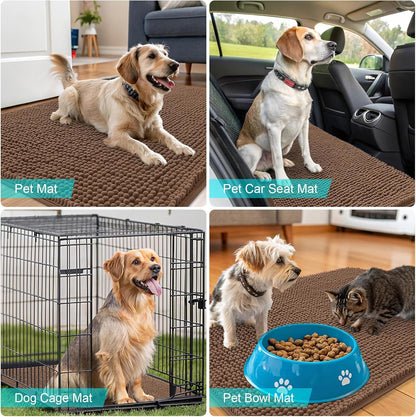 OLANLY Dog Door Mat - Absorbent Non-Slip Chenille for Muddy Paws | 45x27 Mocha Indoor Entryway Carpet