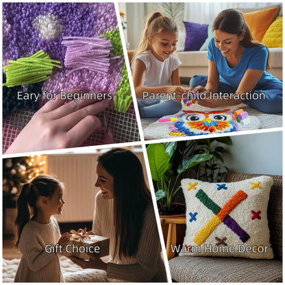 DIY Latch Hook Pillow Kits for Adults Yorkshire Terrier Dog in Flowers Printed Pillowcase Crochet Yarns Hooking Handmade Pillow Cover Cushion for Home Sofa Decoration 17x17inch-7