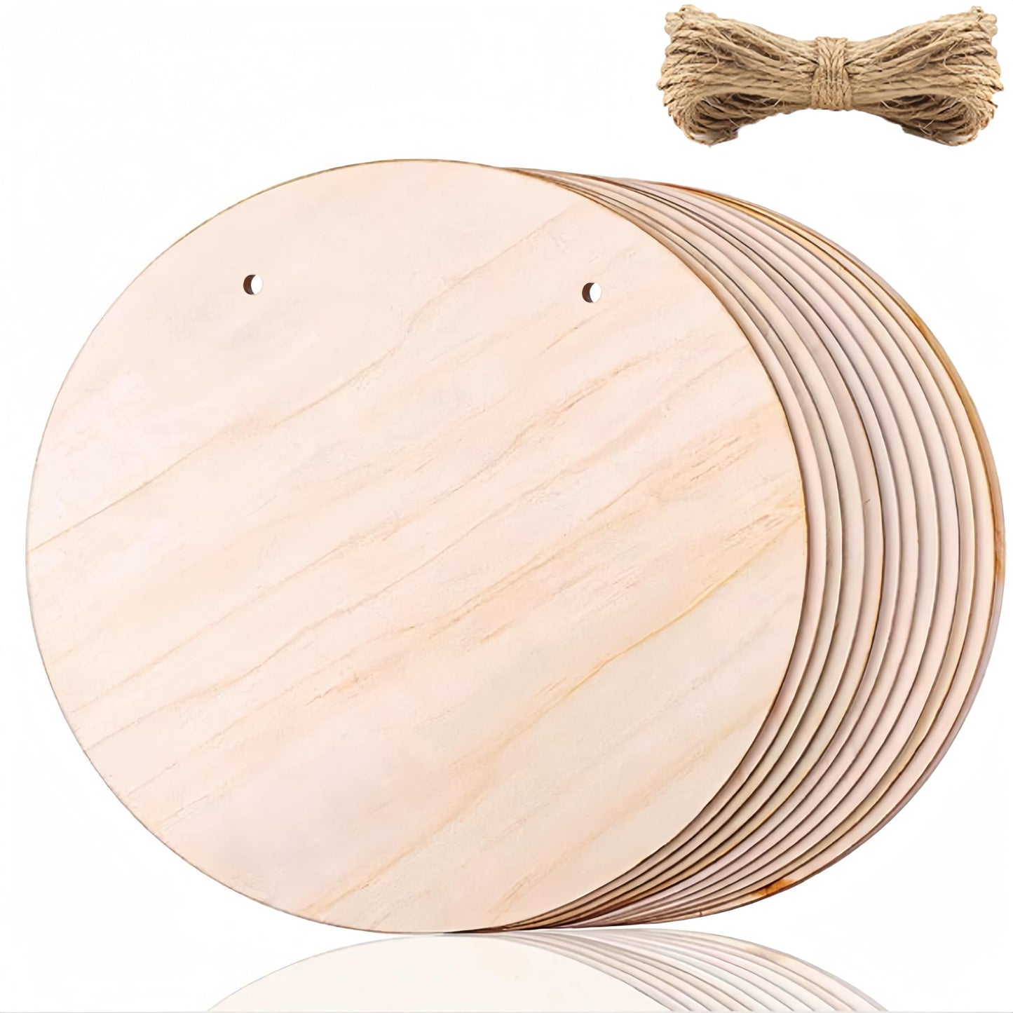 10 Pack Blank Unfinished Round Wood DIY Crafts Signs 2mm Basswood Sheets for Laser Cutting 12 Inch Wooden Door Hanger Sign DIY Painting Halloween