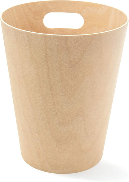 Umbra Woodrow 2 Gallon Modern Wooden Trash Can Wastebasket or Recycling Bin for Home or Office, Natural