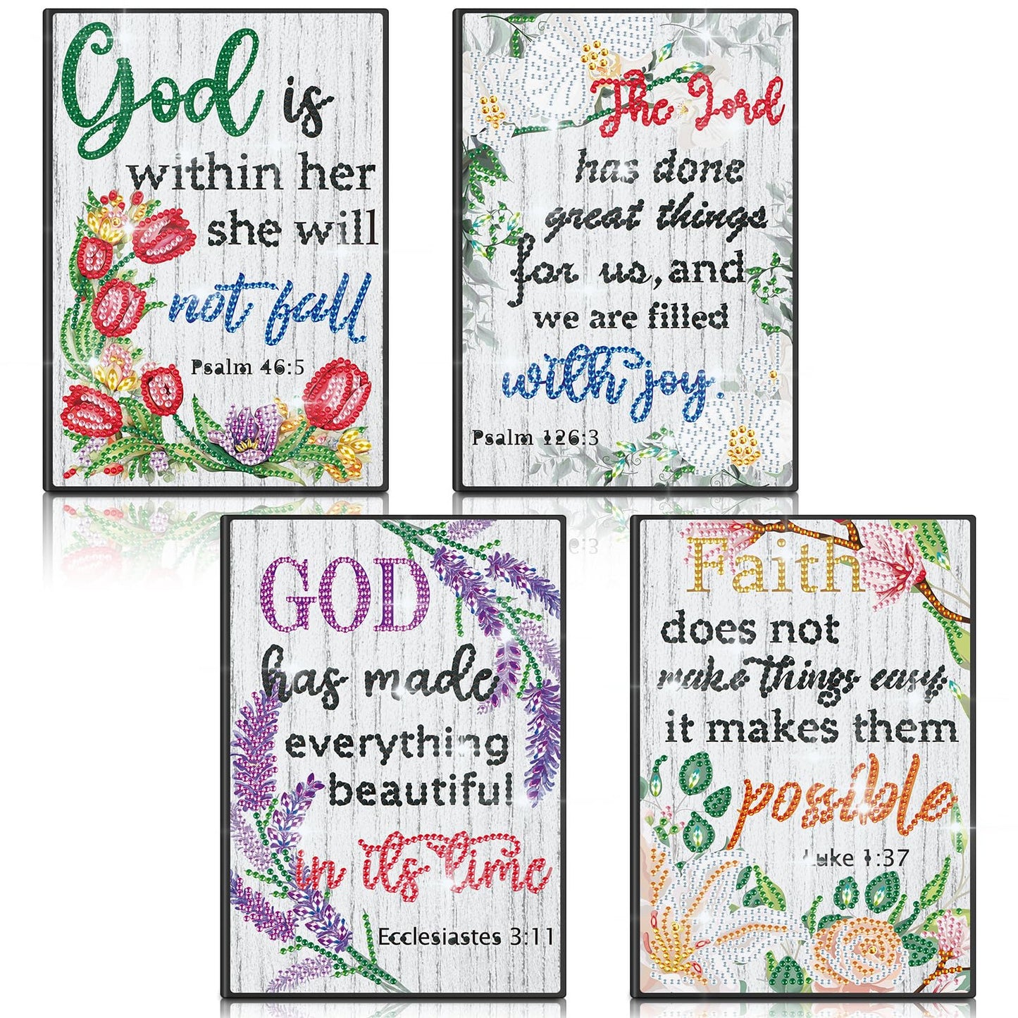 Ctosree 4 Pack Bible Diamond Painting Notebook Christian Gift Religious A5 Diamond Art Notebook for Women Inspirational Quotes 5d Journal Leather Sketchbook with Tools for Graduation Gift