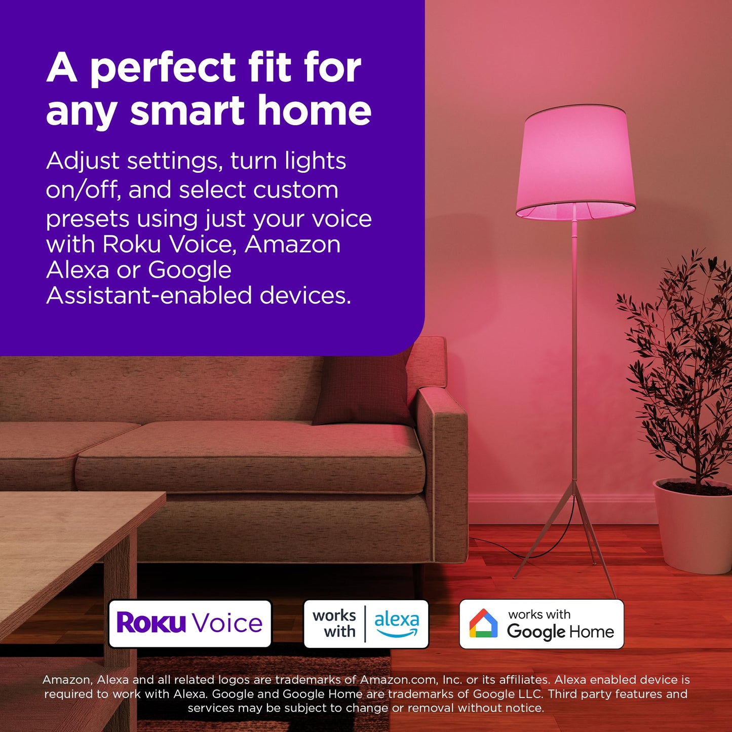 Roku Smart Light Bulbs (White, 4-Pack) - Dimmable A19 Lightbulbs with Adjustable Brightness & Temperature - WiFi Smart Bulbs Works Voice, Alexa & Google Assistant, No Hub Required