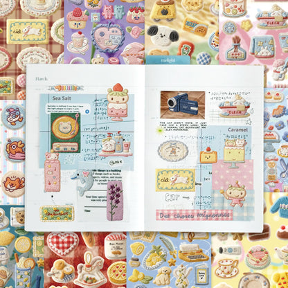 PRSTINCOL 2 in 1 Japanese Sticker Book Combo Set with Red and Blue Patterned Die Cut Stickers 60 Sheets for Journaling