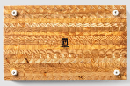 Larch Wood Canada End Grain Large Cutting Board, Standard Line, Handcrafted for Professional Chefs & Home Cooking, 21-5/8" x 13" x 1-3/4"