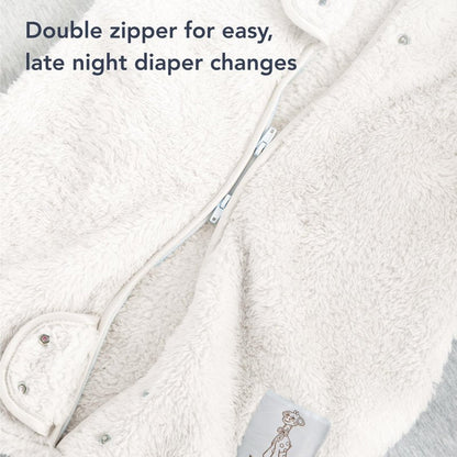 Little Giraffe Chenille Dream Sack, Cream - 1 TOG Sleep Sack 0-6 Months with Double-Zipper Design for Easy Diaper Changes - Ultra-Soft Baby Wearable Blanket with Chin and Zipper Guards