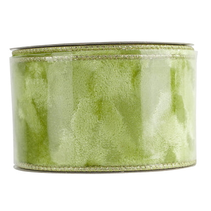 MEEDEE 2.5 inch Moss Green and Gold Velvet Ribbon 10 Yards Roll Two Tone Thick Wired Ribbon for Christmas Tree, Gift Wrapping, Velvet Bow, Wreaths, Crafts Supply, Seasonal Decorations