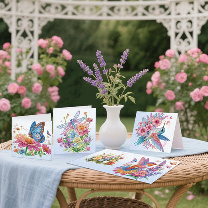JZHYOAN 6Pcs DIY Animal Diamond Painting Cards Birthday Greeting Cards for Holidays Celebrations Diamond Art Card with Envelopes Crystal Arts Craft Gem Art Painting Mosaic Kit Butterfly Dragonfly Bird