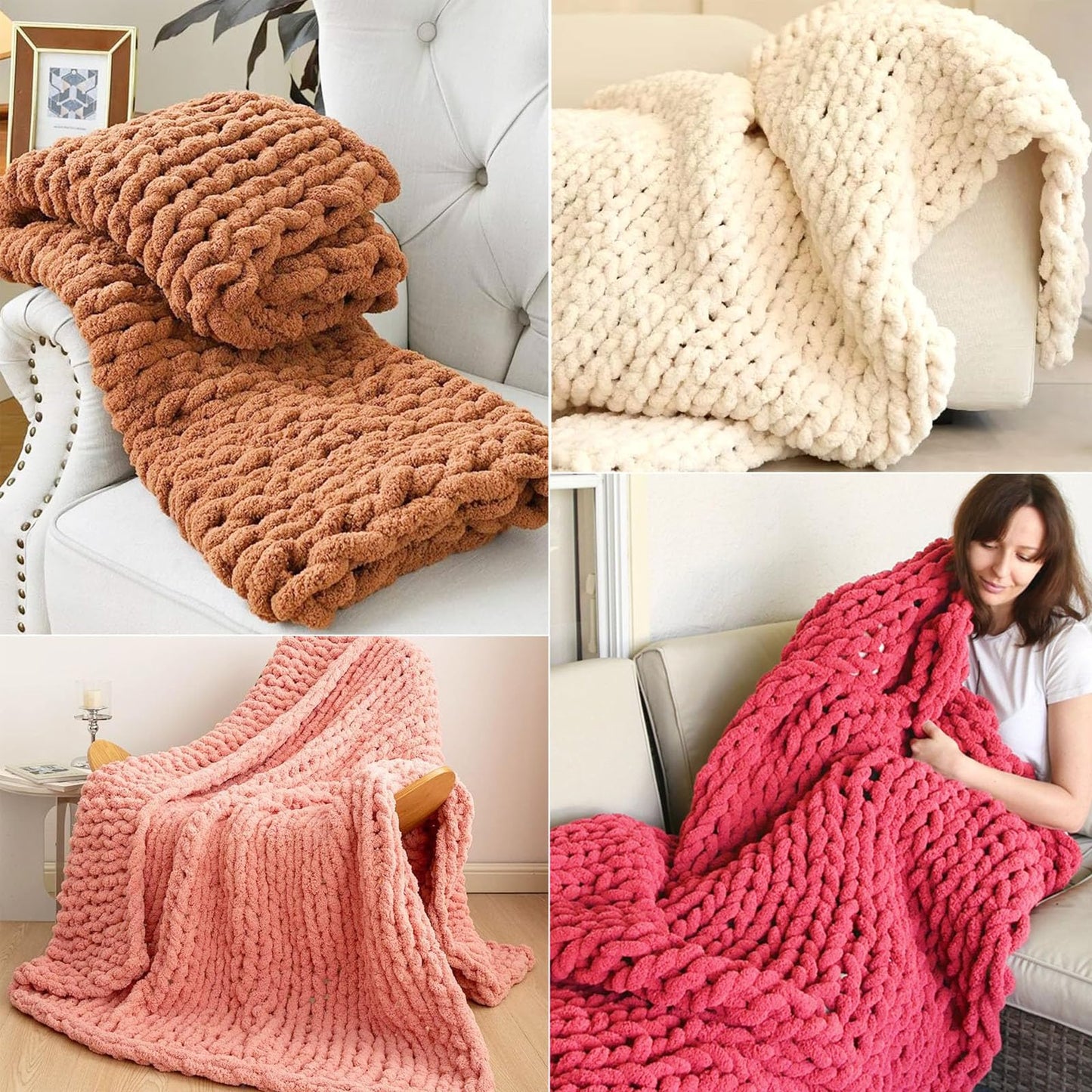 PHENNFUSION Chunky Blanket Loom for DIY Throw Blankets, 61.4" Wooden Loom Frame Adjustable Size Foldable Portable Hand Knitting Yarn Chunky,No Needles Required,Beginner Friendly Yarn Craft