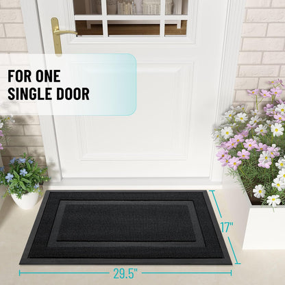 OLANLY Indoor Outdoor Front Door Mat - Waterproof All-Weather Doormat, Easy Clean, 29.5x17, Jet Black