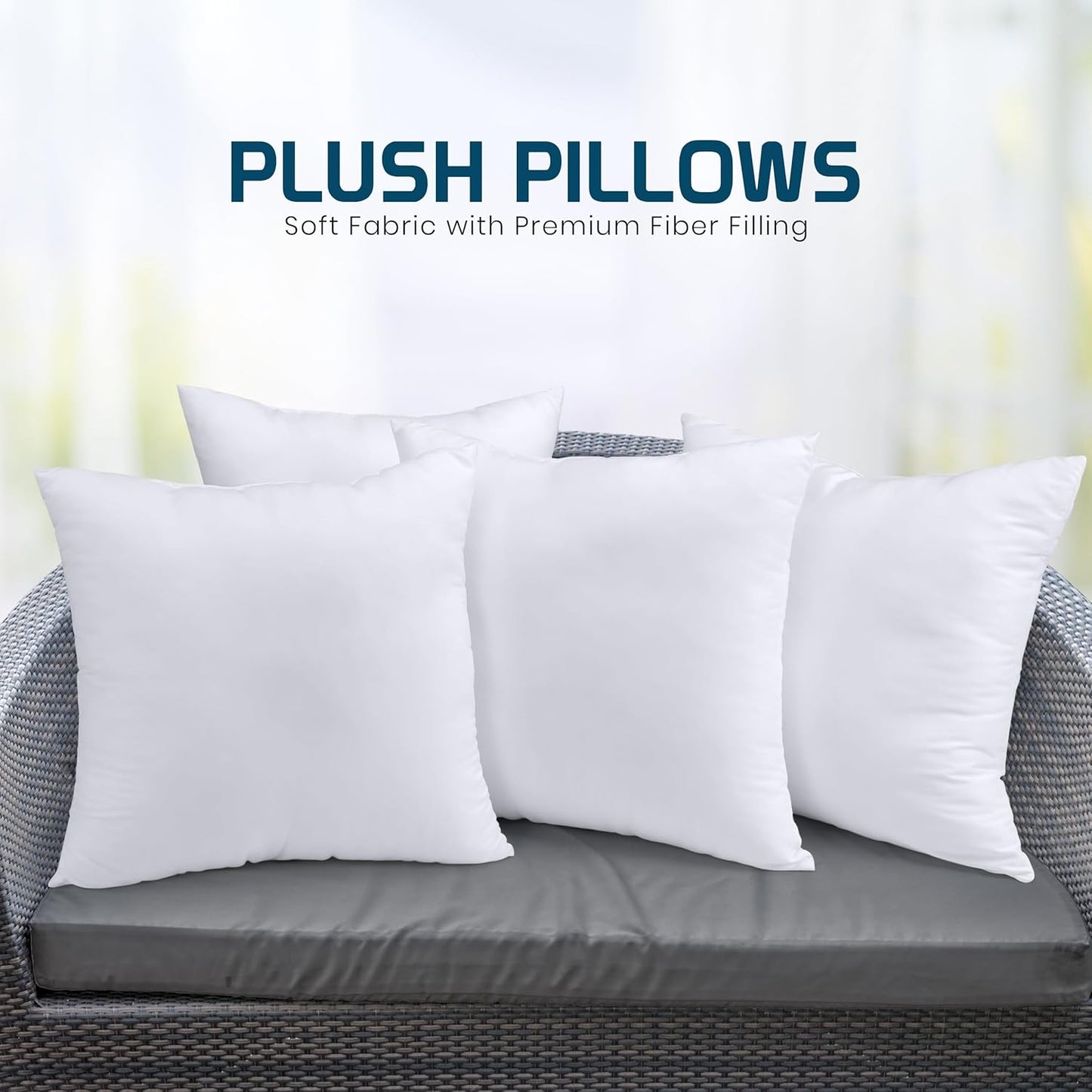 Utopia Bedding Throw Pillows - Fluffy Down Alternative Set of 4 | 24 x 24 Inches, White for Indoor & Outdoor Use