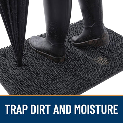OLANLY Dog Door Mat - Absorbent Non-Slip Washable Chenille Mat for Muddy Paws | 70x46, Dark Grey