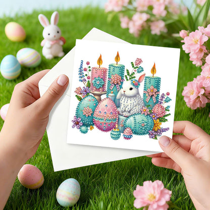 BAYUNOE 12Pcs Easter Greeting Card DIY Diamond Art Painting Greeting Cards Special Shaped Diamond Blessing Folding Card Kit Arts Crafts for Holiday Festival-01