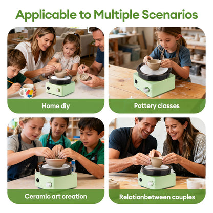 Pottery Wheel - Mini Pottery Wheel kit with 18PCS Pottery Tools, 6" Turntable Bidirectional Rotation Electric Ceramic Wheel, Birthday Christmas Gifts for Adults, Beginners, Teens