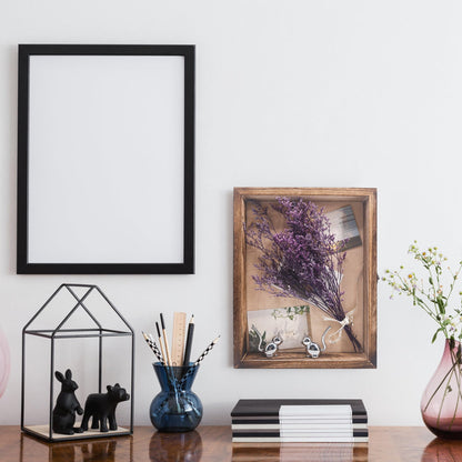 Hodeframe Shadow Box Frame 11x14, Wood Display Boxes with Linen Back - Large Shadow Box with Paulownia Wood and Real Glass Cover for Wall or Tabletop Display